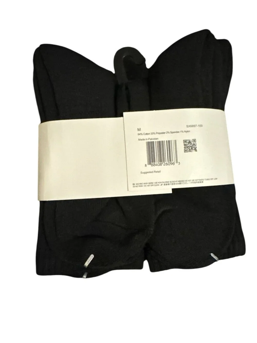 Nike Everyday Plus Dri-FIT Crew Socks 6 Pairs Cushioned Black White M L